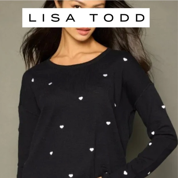 Lisa Todd Sweaters - Lisa Todd Black with pink hearts sweater, M, CB2354